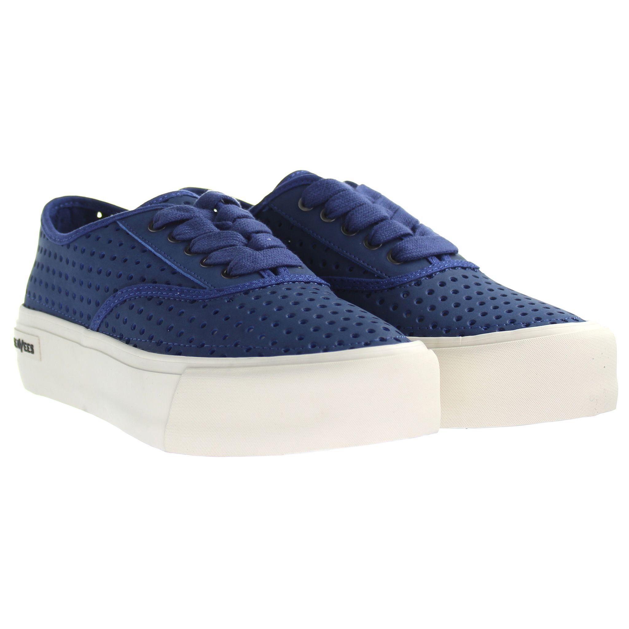 Seavees Seavees Women's Legend Sneaker Platform Portal Lace-Up Blue Nubuck Leather Trainers - 2