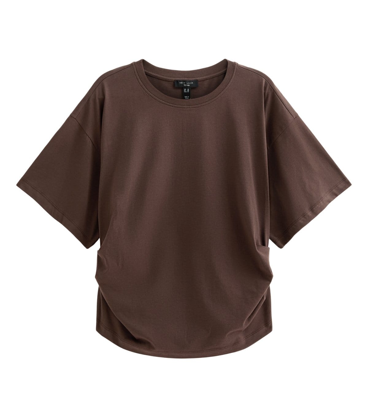 New Look Women's Plus Size Dark Brown Ruched Sides Corset Waist T-Shirt Curves New Look - 1