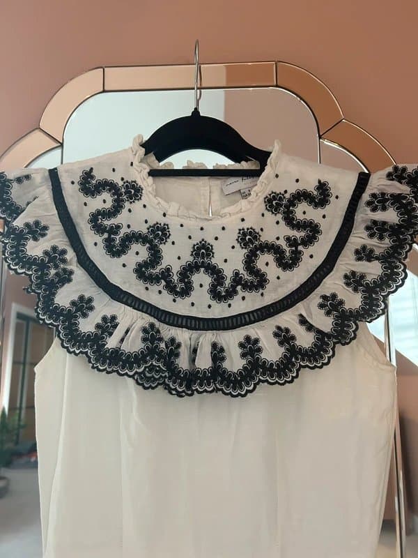 Never Fully Dressed Never Fully Dressed white linen embroidered midi dress size 6