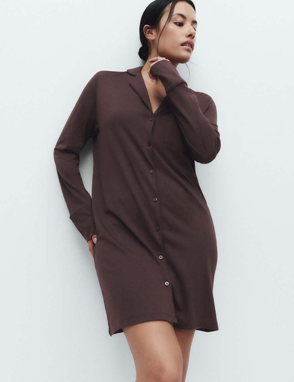 Marks & Spencer M&S Cotton Modal Nightshirt Brown
