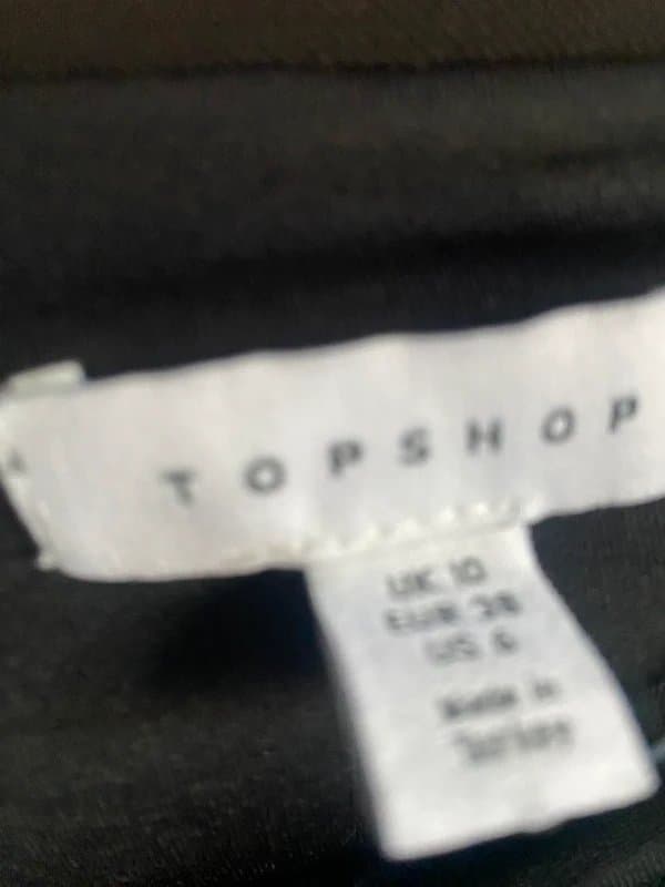 Topshop Black chiffon ruched top size 10 Topshop