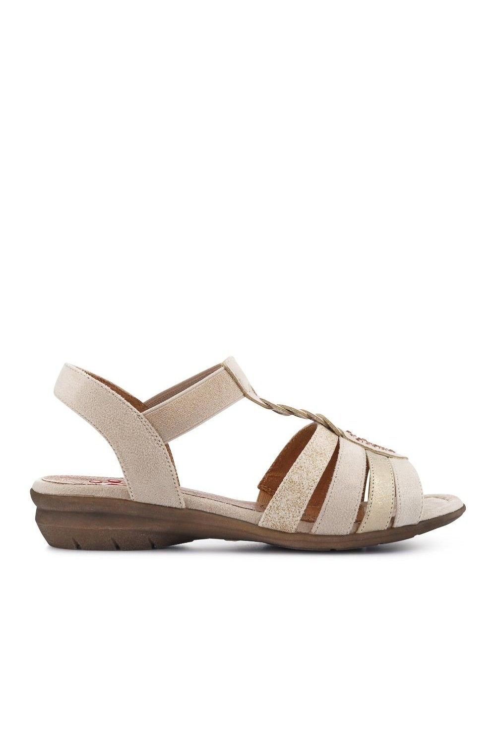 Pavers Pavers Women's Wide-Fit Shock-Absorbing Sandals in Beige - 2