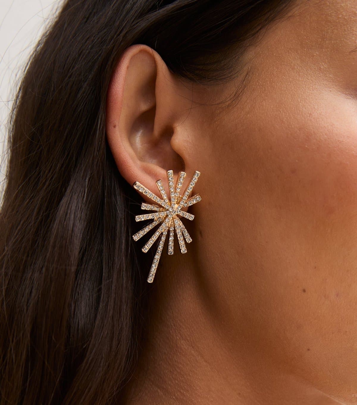 New Look Gold Tone Diamante Firework Stud Earrings New Look