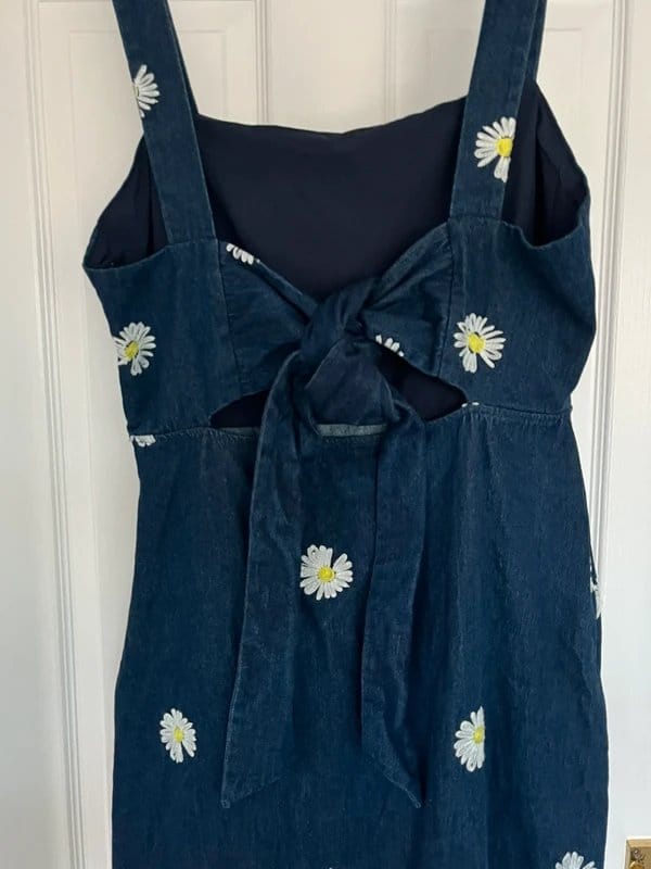 Never Fully Dressed Navy Floral Denim Midi Dress