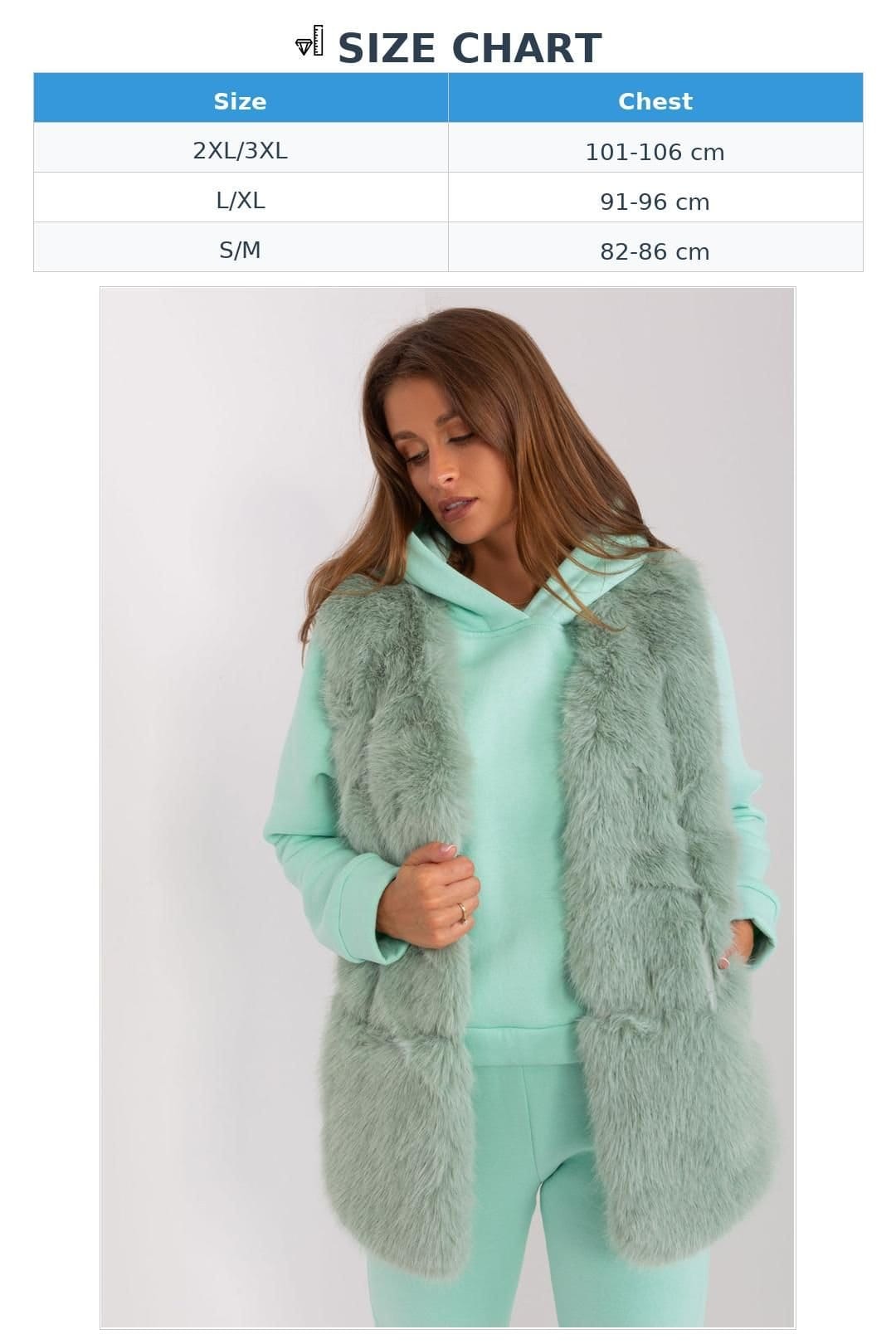Love Lace Love Lace Women's Soft Polyester Faux Fur Vest with Pockets Style 187600 in Green - 4