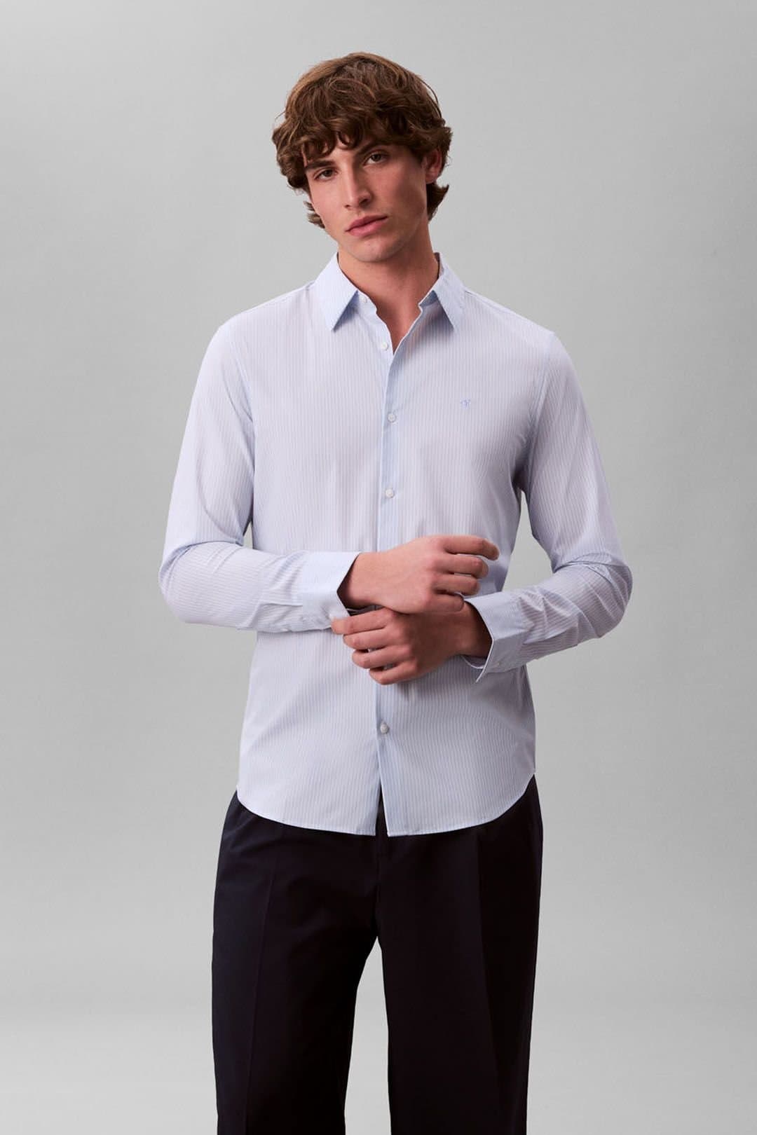 Calvin Klein Calvin Klein Men's LS Thin Multi Stripe Stretch Slim Shirt