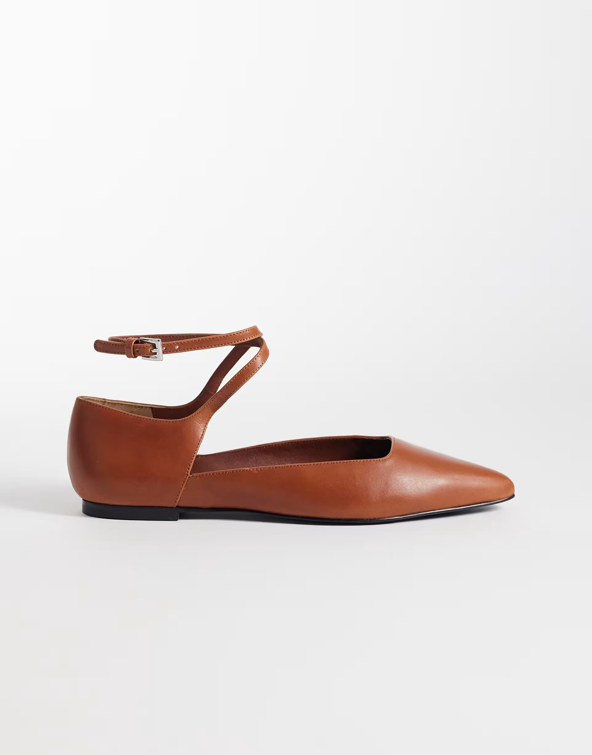 ASOS & Other Stories real leather strap ballerina flats with real suede lining in brown