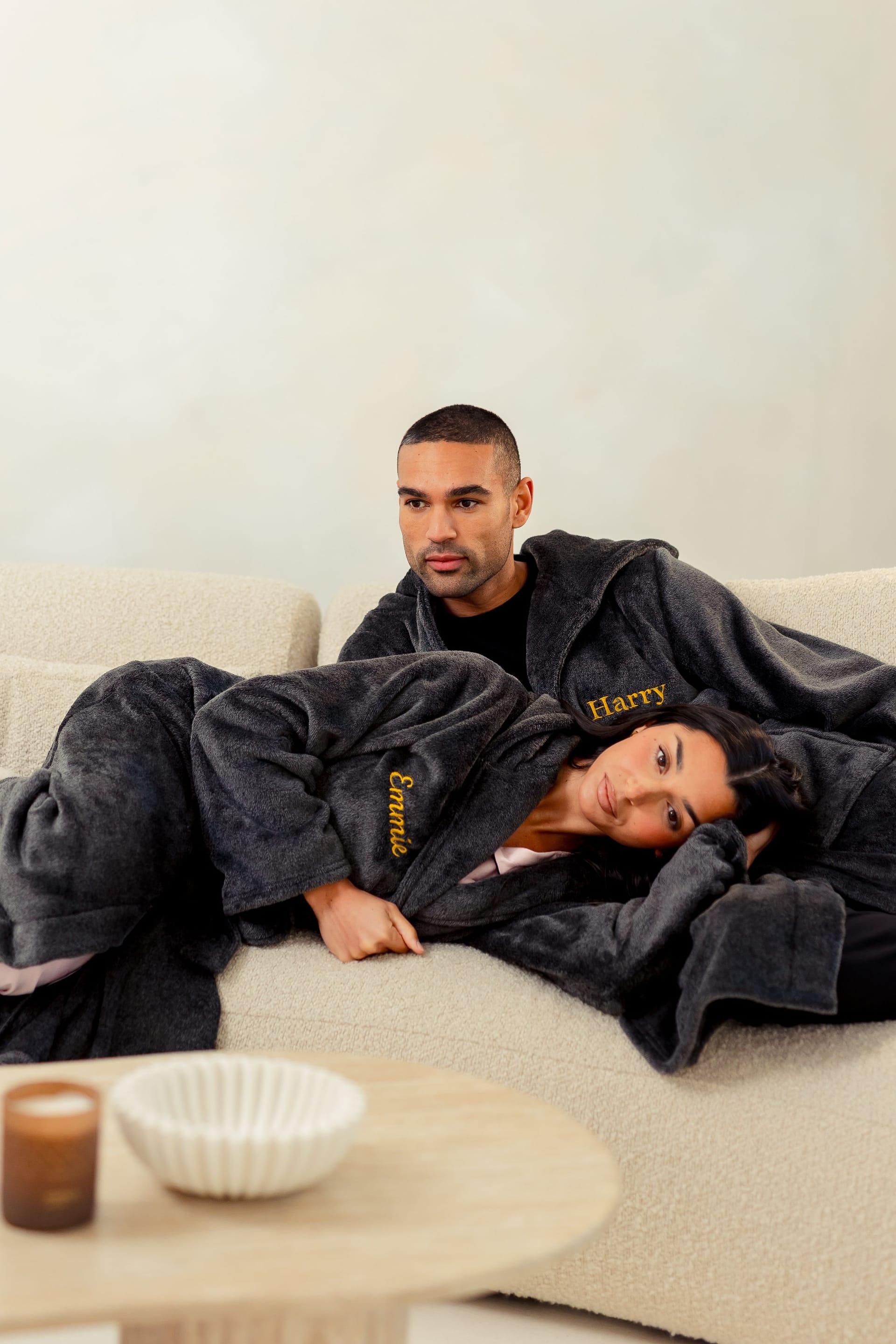 Lulabay Lulabay Men's Personalised Two Tone Dressing Gown in Navy - 4