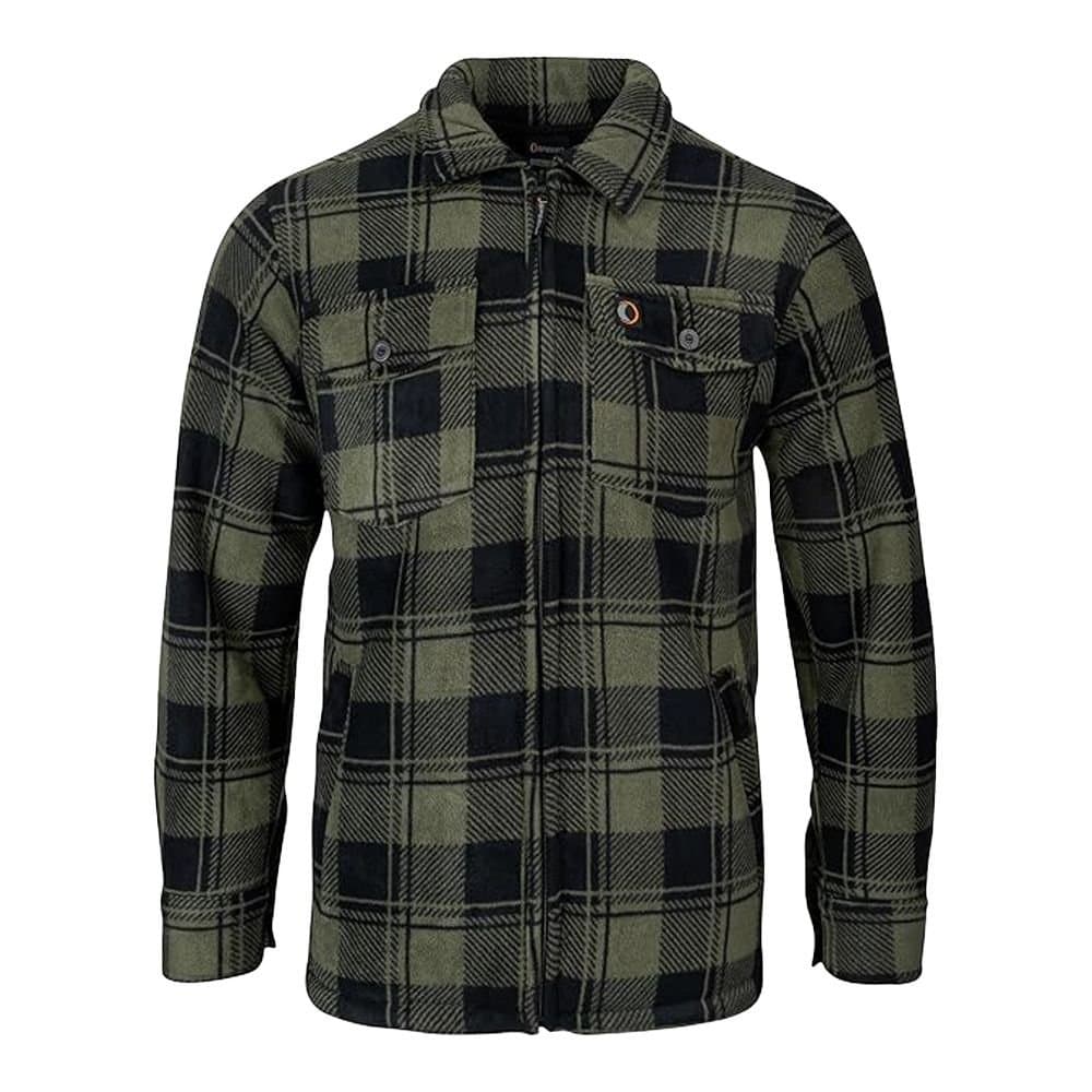Speero Speero Men's Checked Sherpa Fleece Lined Shirt in Green