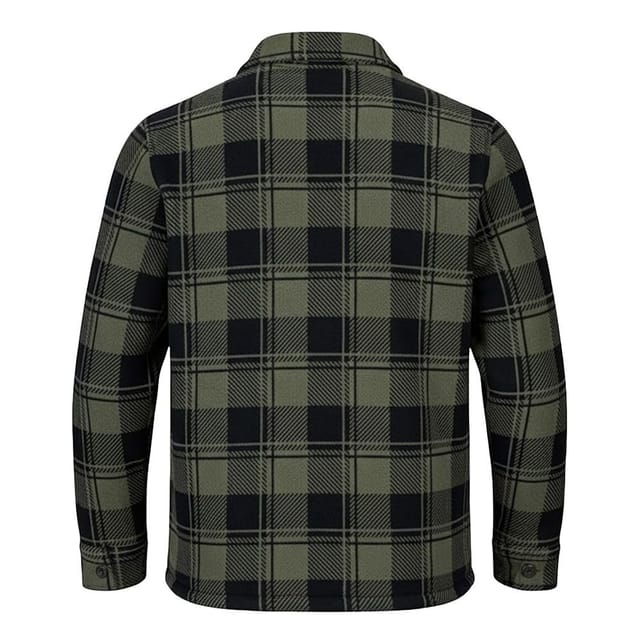 Speero Speero Men's Checked Sherpa Fleece Lined Shirt in Green - 2