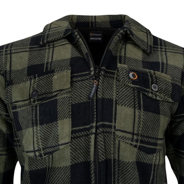 Speero Speero Men's Checked Sherpa Fleece Lined Shirt in Green - 3