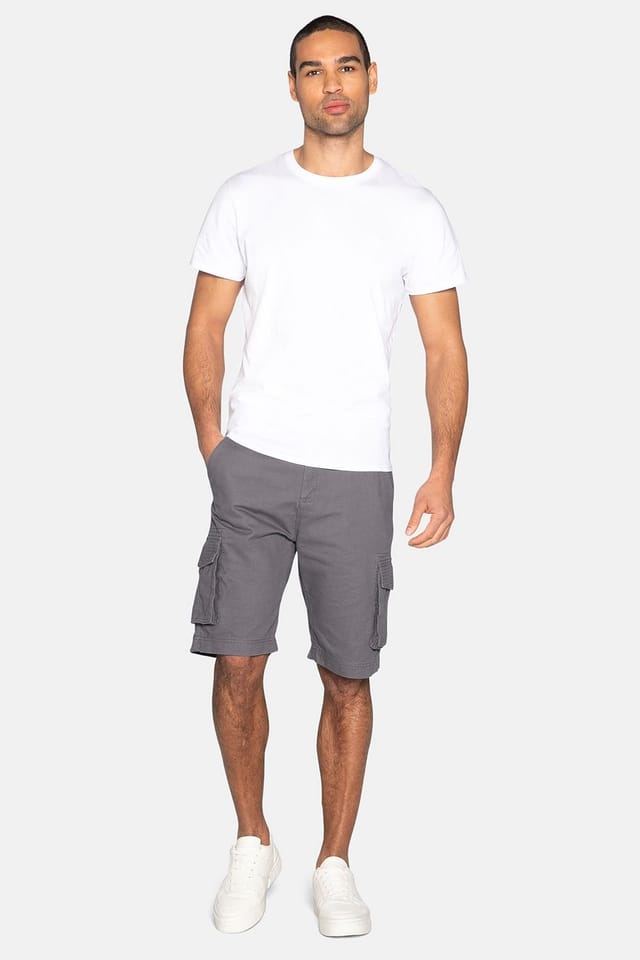 Threadbare Threadbare Men's Cotton 'Bute' Cargo Shorts in Charcoal - 3