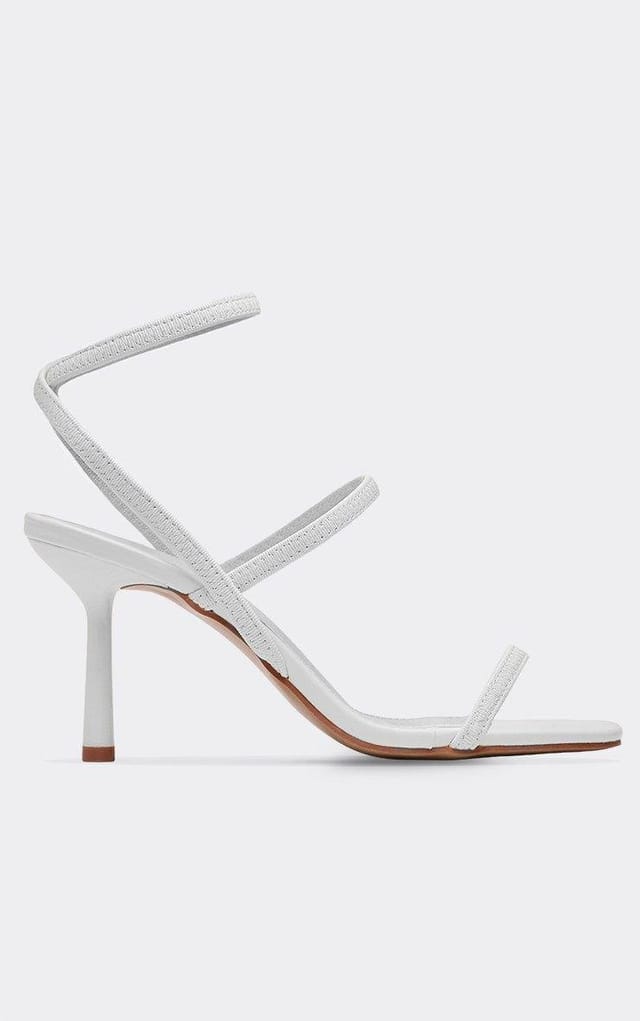 EGO Roast Multi Strap Heel In White Faux Leather, Women's Size UK 3 - 2
