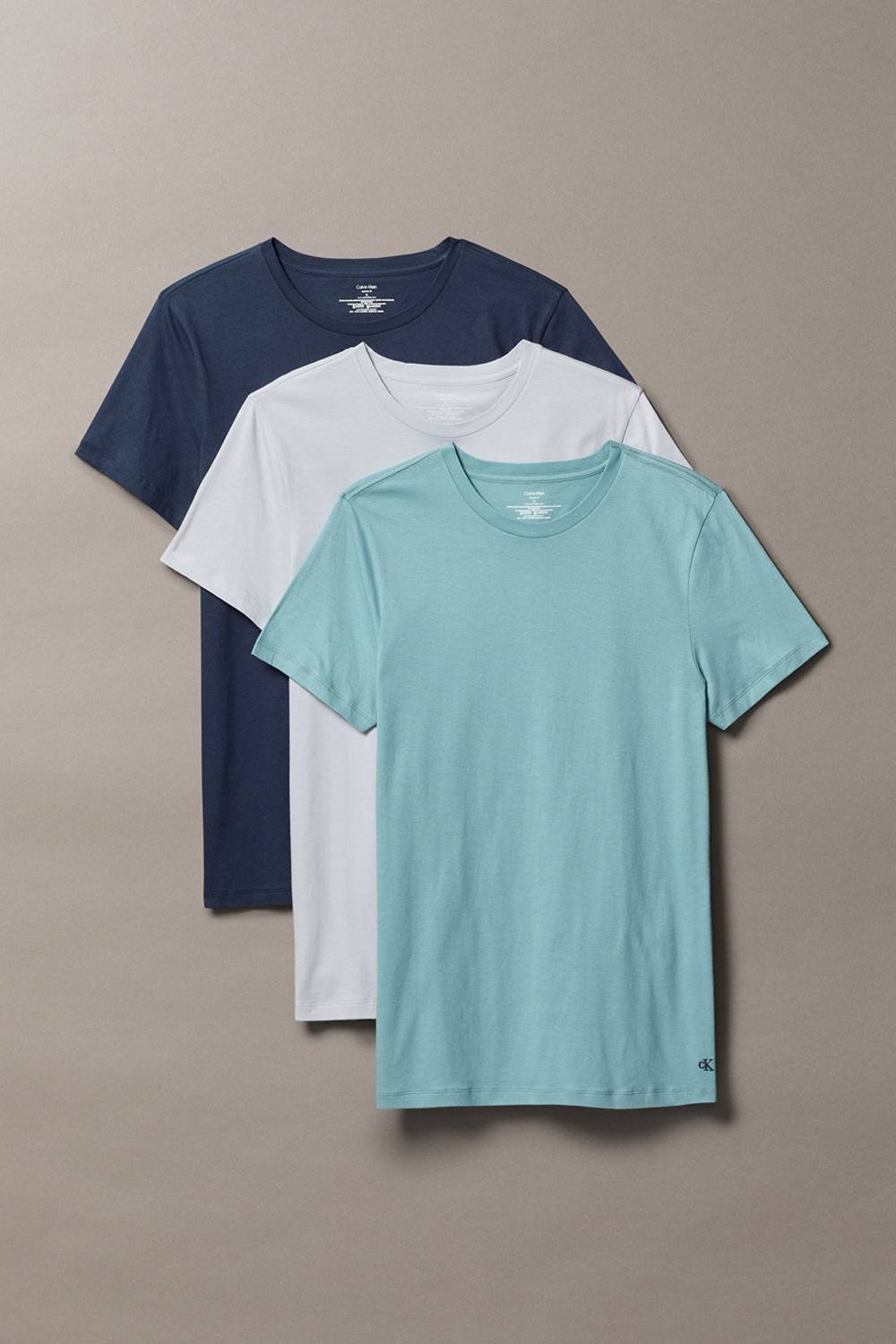 Calvin Klein Calvin Klein Men's 100% Cotton Tees 3Pk Micro Chip/Zoni Beach/Ink - 2
