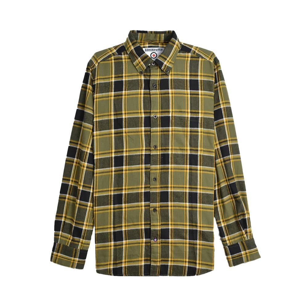 Lambretta Lambretta Men's Checked Brushed Long-Sleeved Shirt in Light Khaki