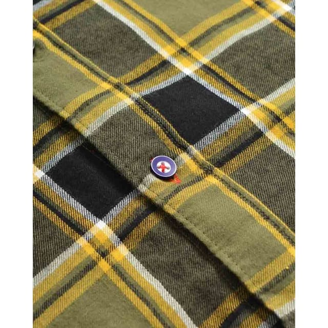 Lambretta Lambretta Men's Checked Brushed Long-Sleeved Shirt in Light Khaki - 3