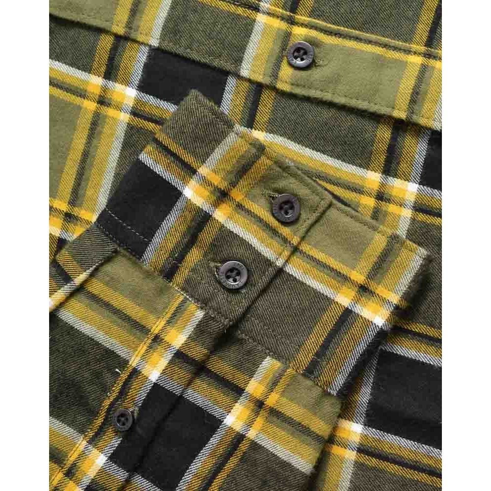 Lambretta Lambretta Men's Checked Brushed Long-Sleeved Shirt in Light Khaki - 4