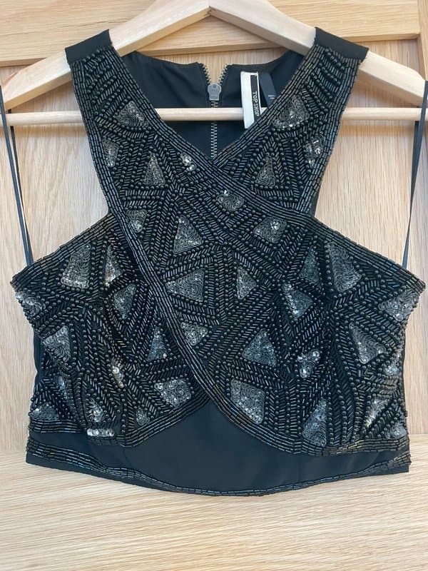 Topshop Topshop black embellished crop top