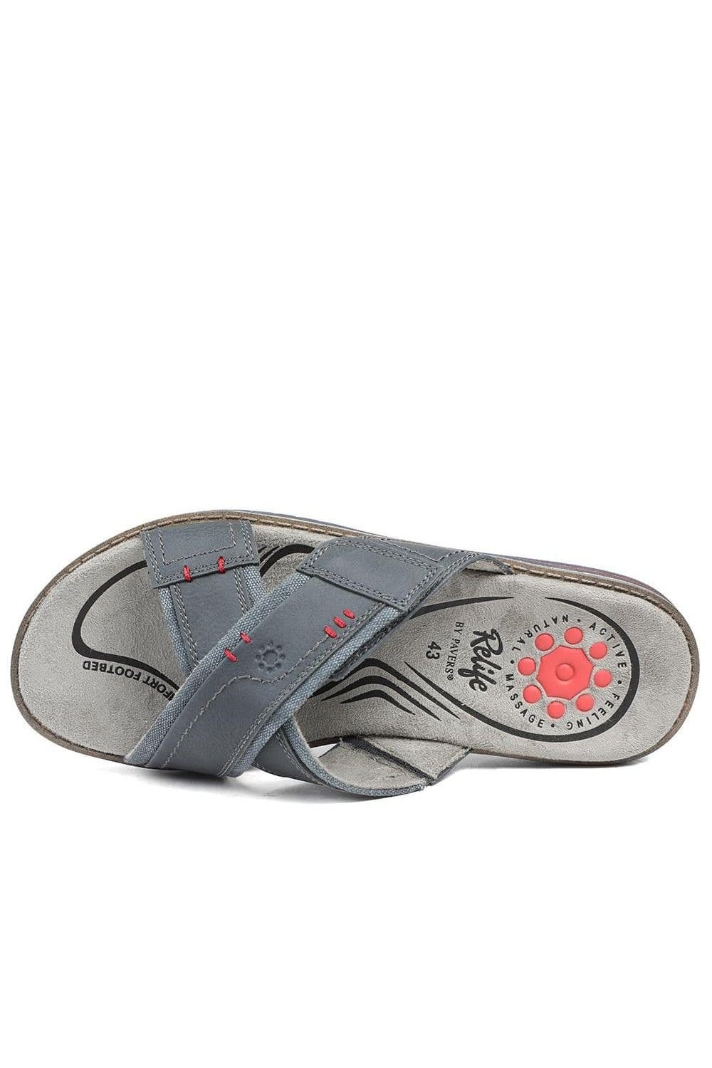 Pavers Pavers Men's Relife Wide Fit Slip On Sandals in Navy - 4