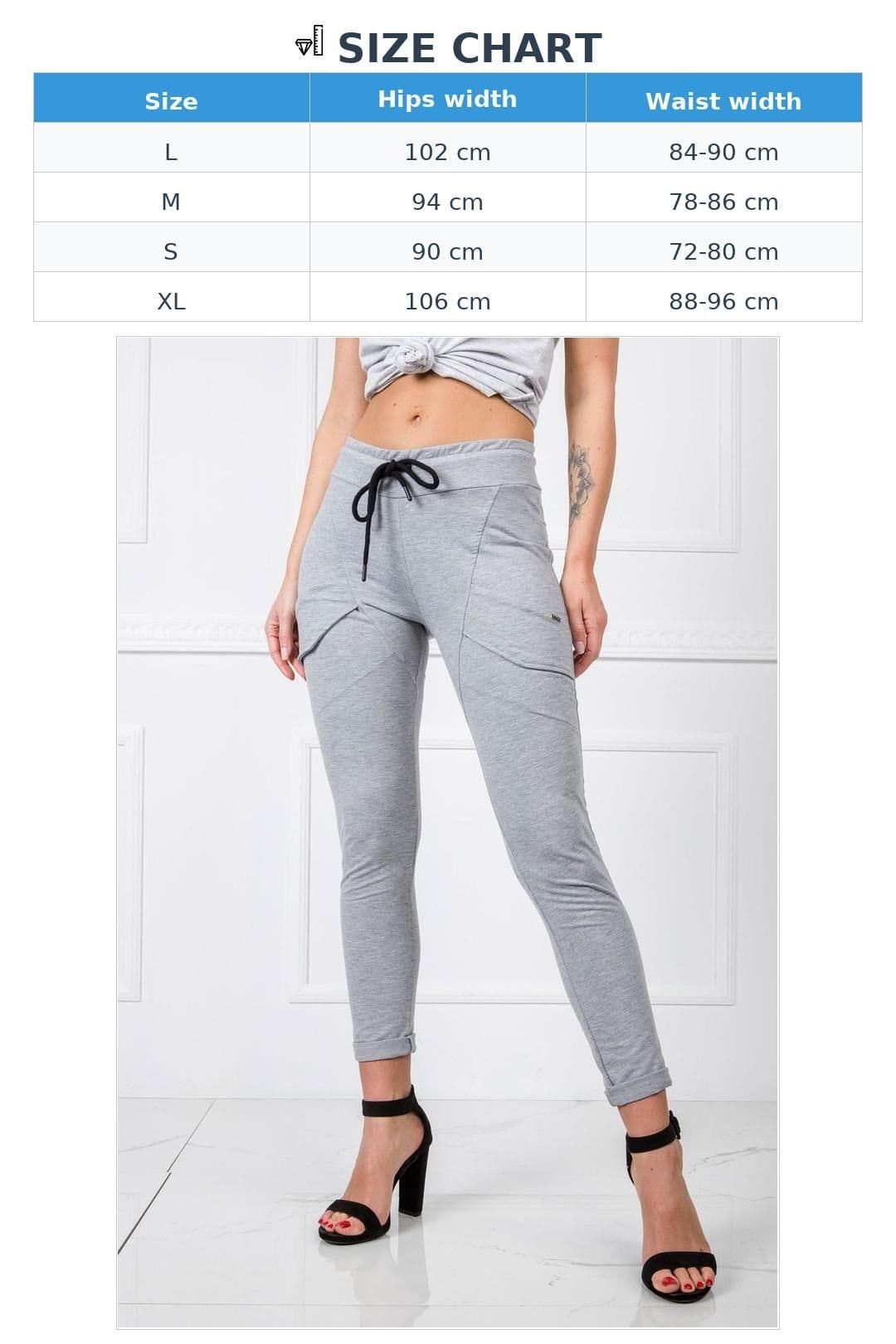 Love Lace Love Lace Women's Cotton High Waist Slim Sweatpants Trousers in Grey - 4