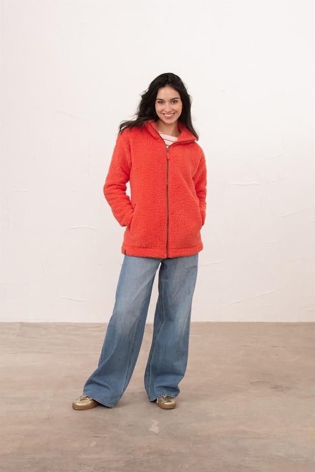 Lighthouse Clothing Lighthouse Clothing Women's Seashell Full Zip Sherpa Fleece in Red - 2