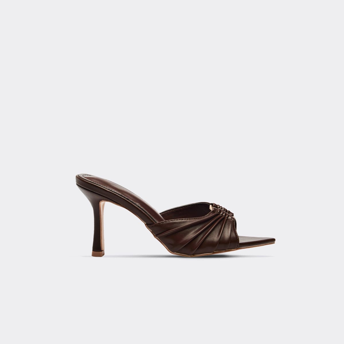 EGO Saffy Strappy Pointed Peep Toe Heeled Mule In Brown Faux Leather, Women's Size UK 3 - 1