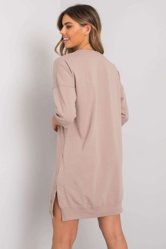 Love Lace Love Lace Women's Beige Cotton Zip Front Dress With Slit Hem - 2