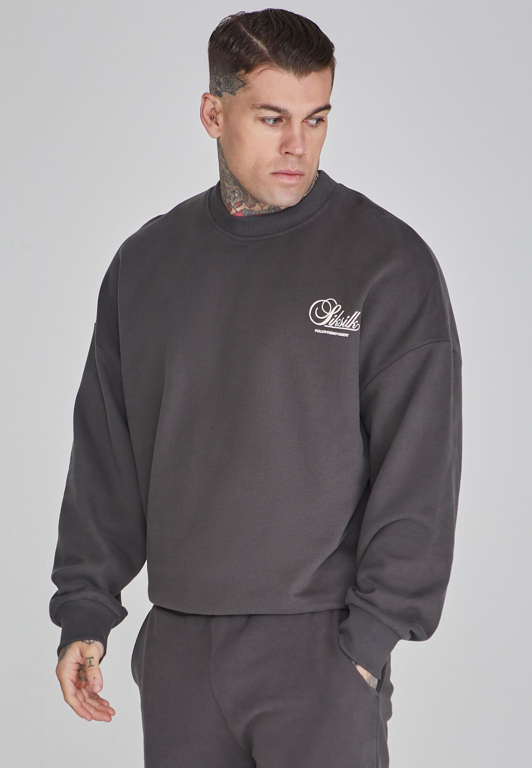 SikSilk SikSilk Men's Graphic Sweater in Grey - 2