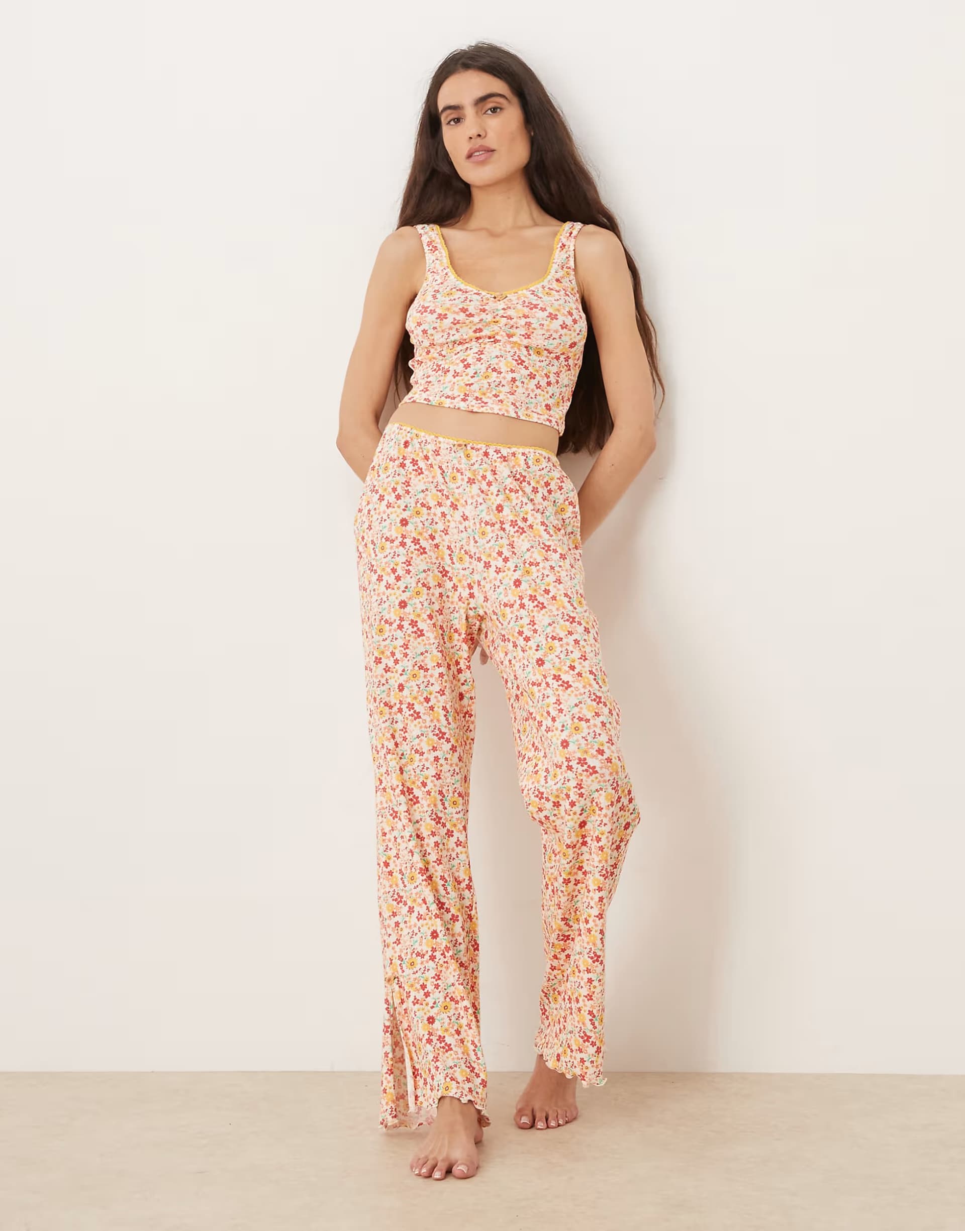 ASOS Free People Intimately FP fresh in love lounge set in butter combo - ORANGE