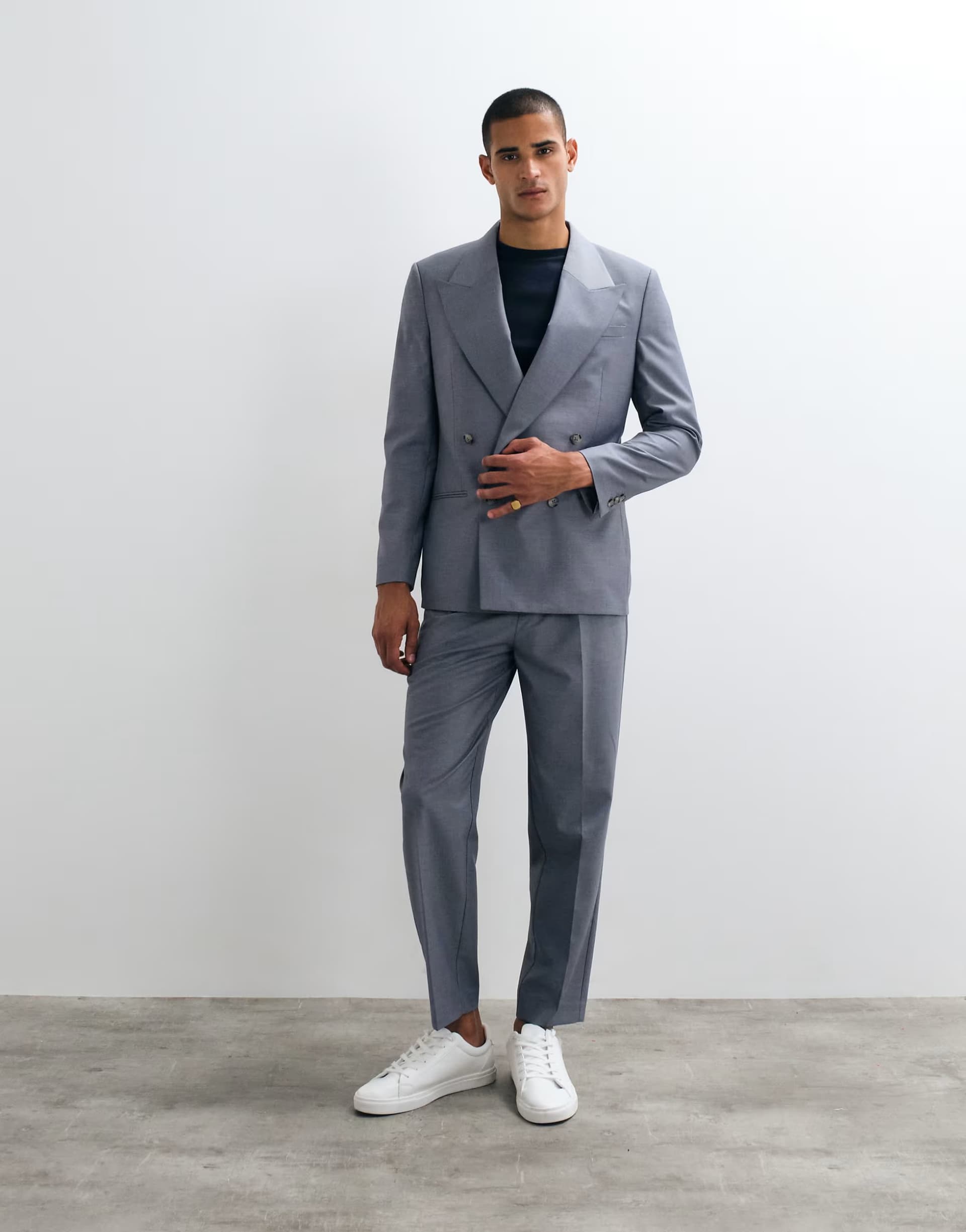 ASOS ASOS DESIGN relaxed tapered suit trouser in blue