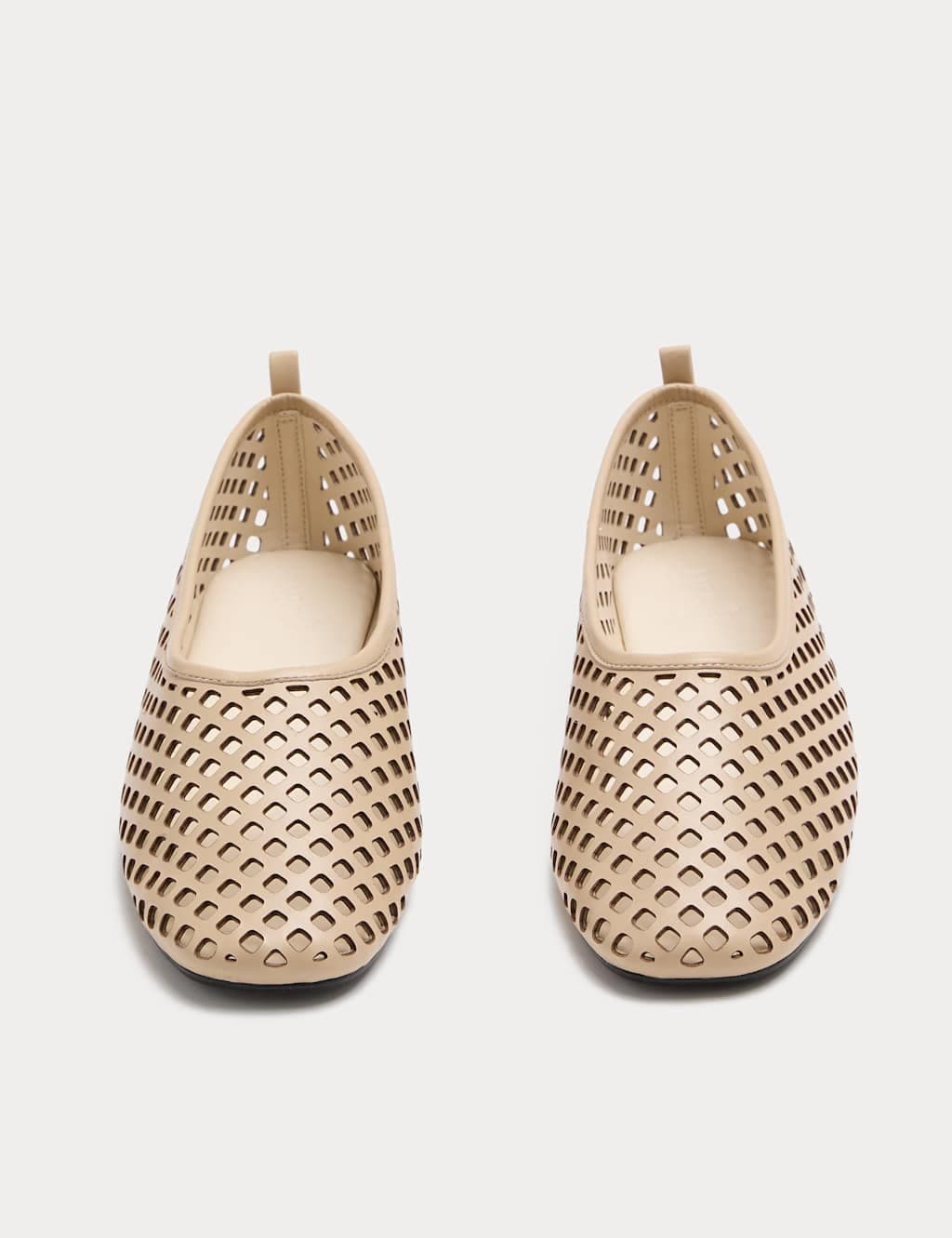 Marks & Spencer M&S Leather Laser Cut Flat Ballet Pumps Natural