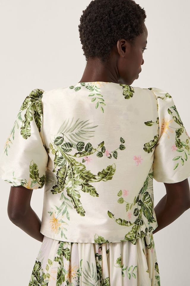 Monsoon Monsoon Women's Anne Floral Puff Sleeve Jacket Cream - 2