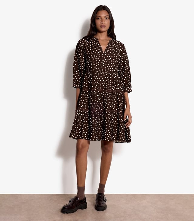 Apricot Women's Brown Polka Dot Tiered Mini Dress Apricot New Look - 2