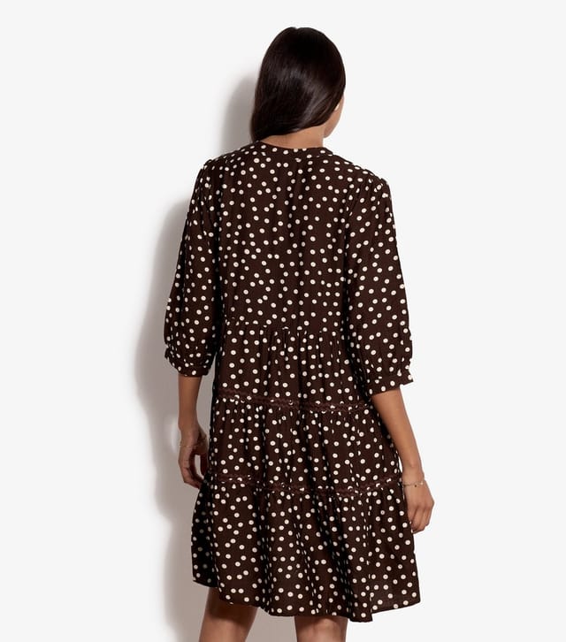 Apricot Women's Brown Polka Dot Tiered Mini Dress Apricot New Look - 3