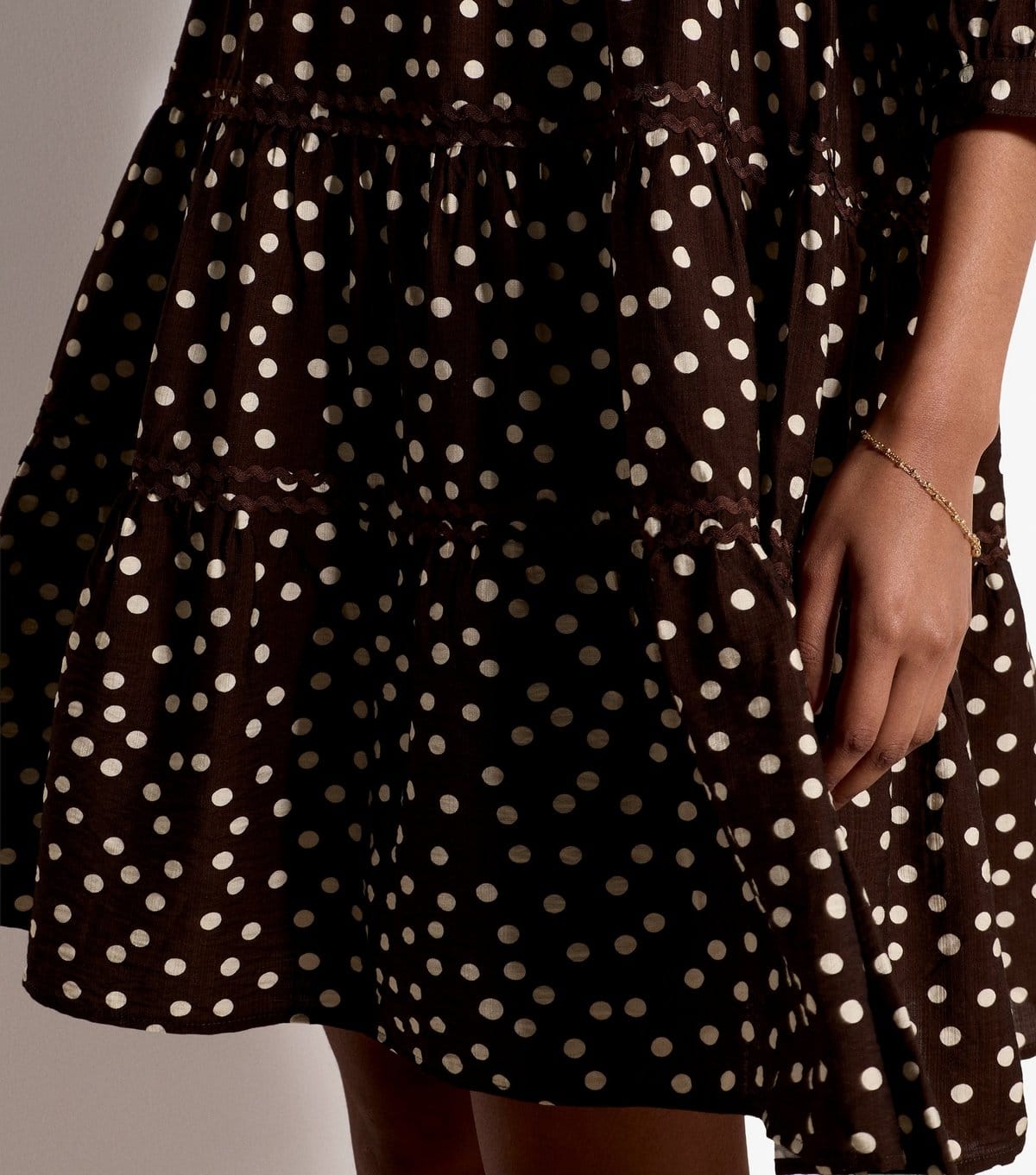 Apricot Women's Brown Polka Dot Tiered Mini Dress Apricot New Look - 4
