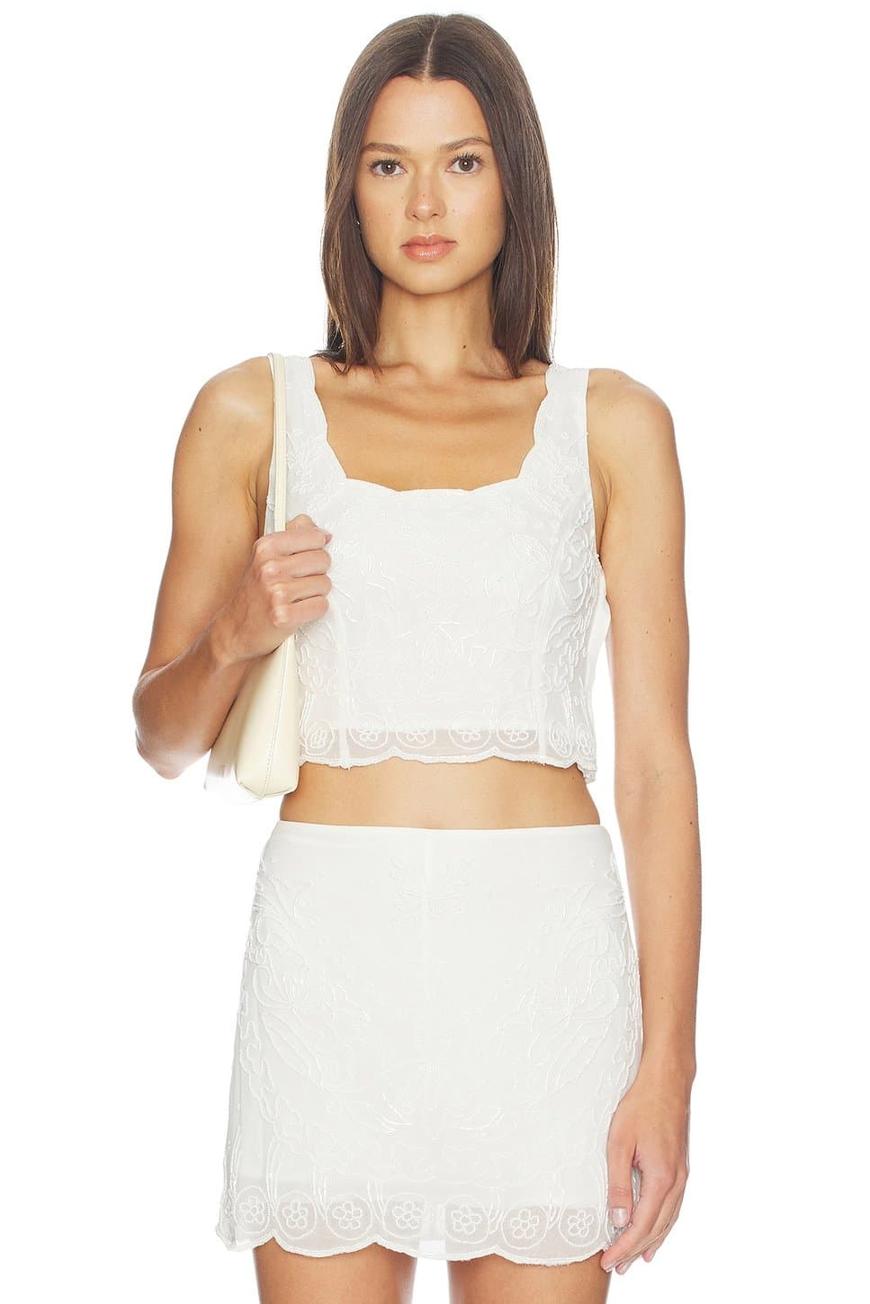 revolve Revolve Elisha Lace Crop Top in White