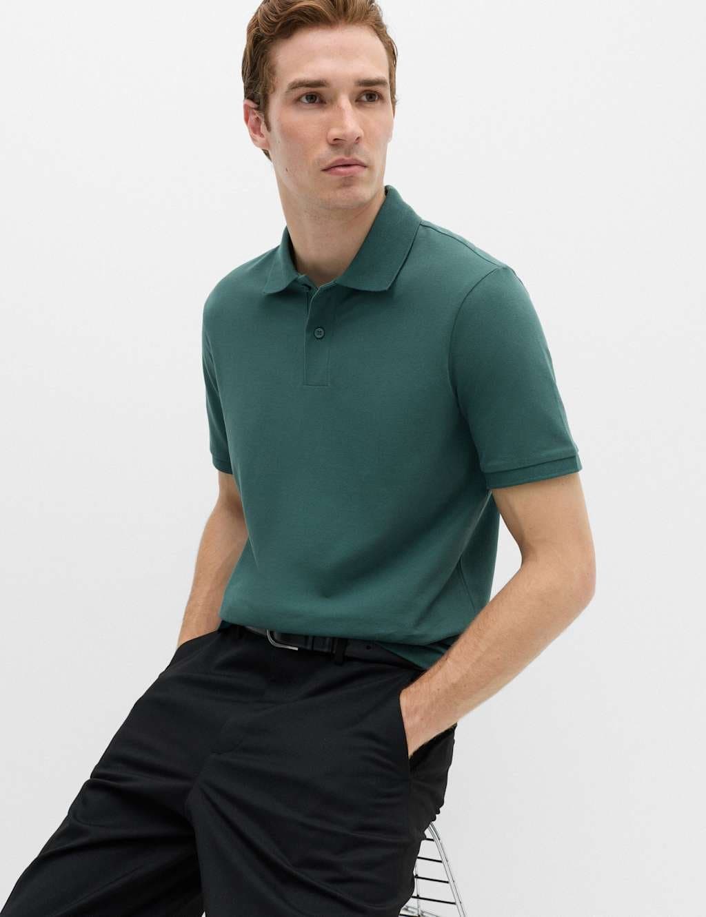 Marks & Spencer M&S Ultimate Pique Polo Shirt Cedar