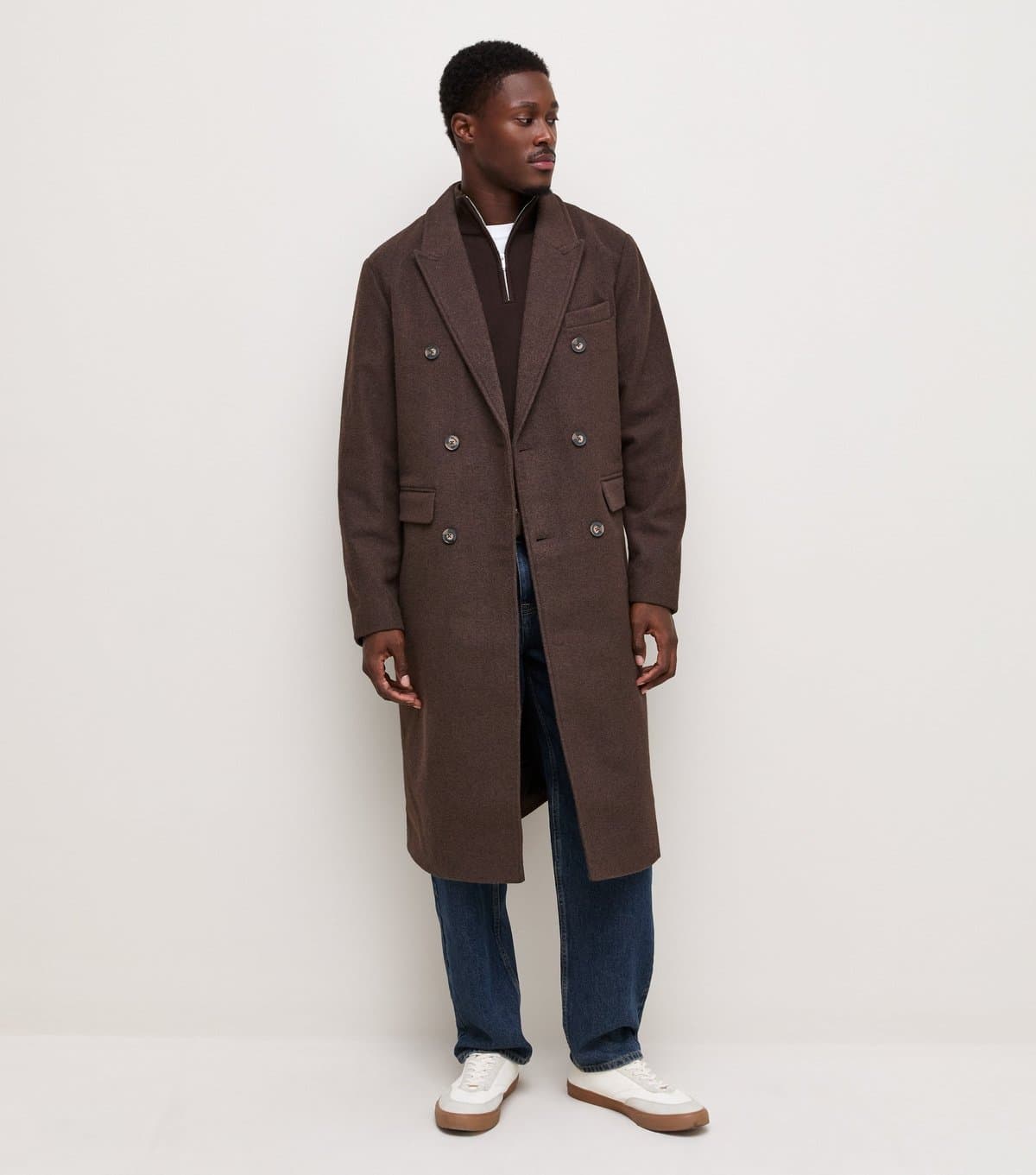 New Look Men's Dark Brown Longline Tailored Coat New Look