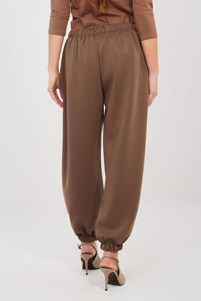 Love Lace Love Lace Women's Viscose Elastane Jogger Sweatpants with Pleats in Brown - 3