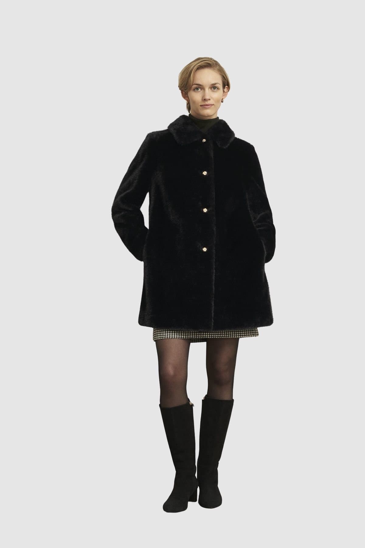 Hobbs London Hobbs London Women's Rue Faux Fur Coat in Black