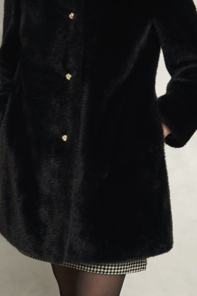 Hobbs London Hobbs London Women's Rue Faux Fur Coat in Black - 3