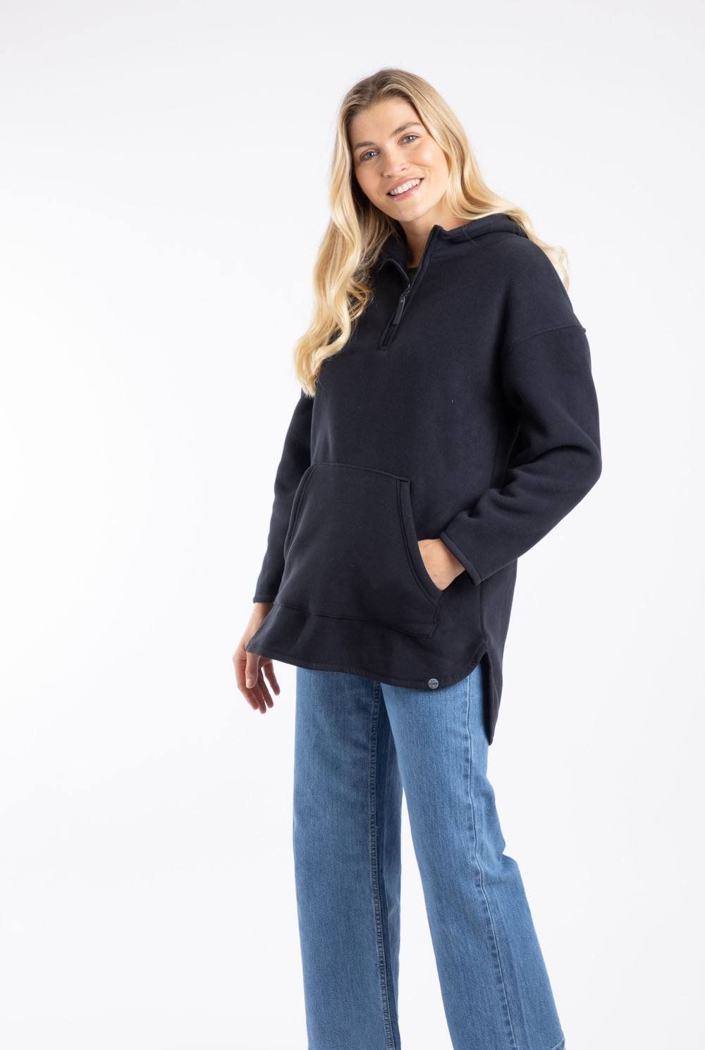 Weird Fish Weird Fish Women's Laura Polar Popover Hoodie in Navy - 2