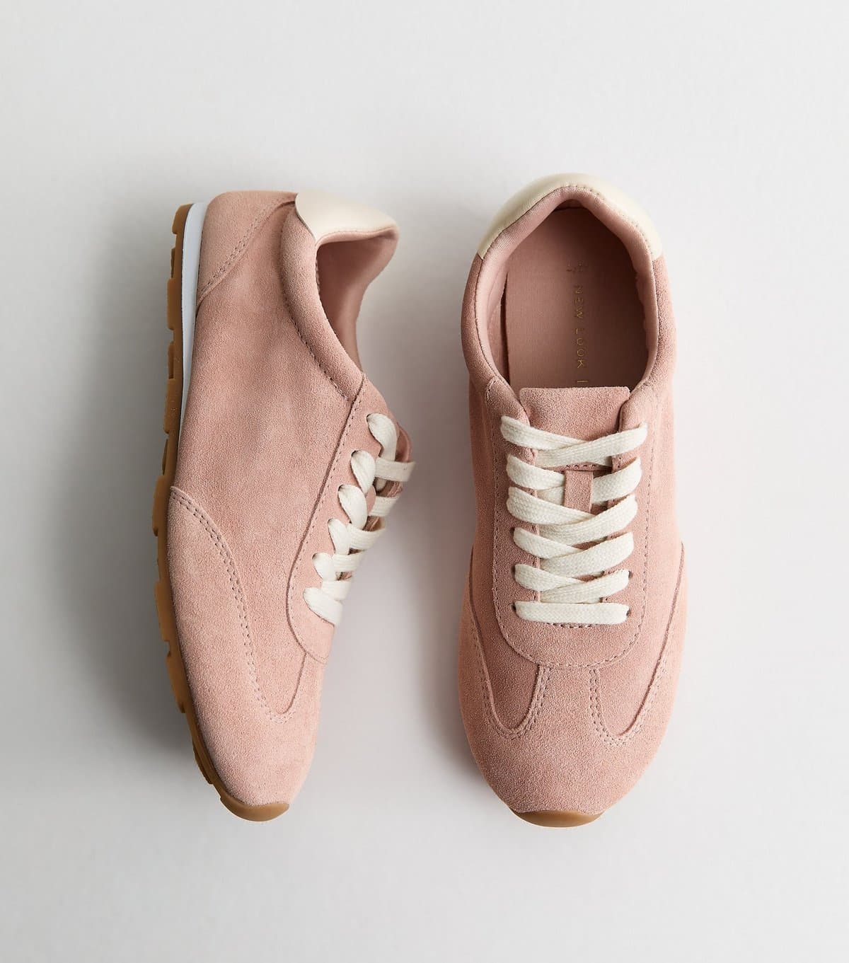 New Look New Look Light Pink Suede Lace-Up Trainers