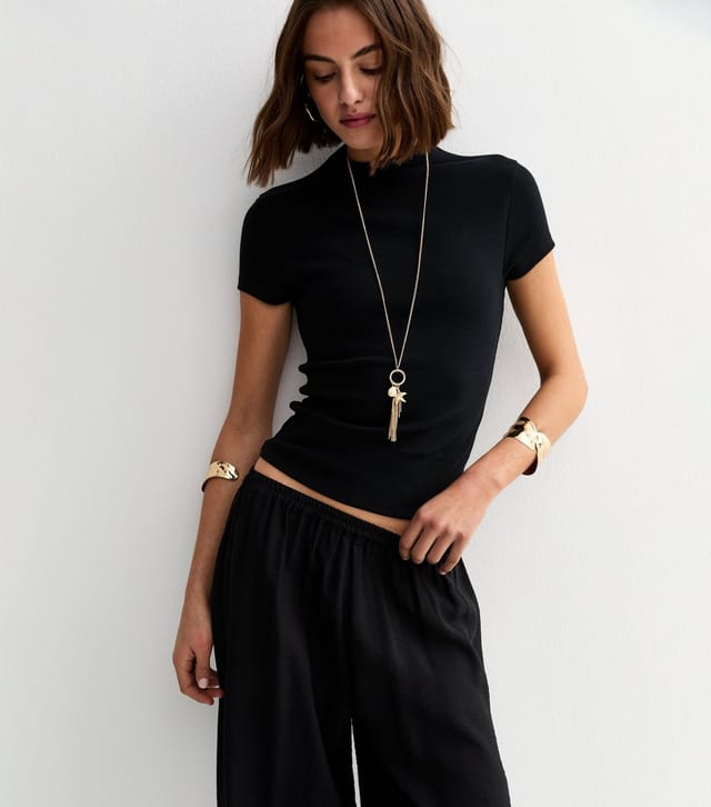 New Look Women's Premium Black Ribbed Grown On Sleeves Top New Look - 2