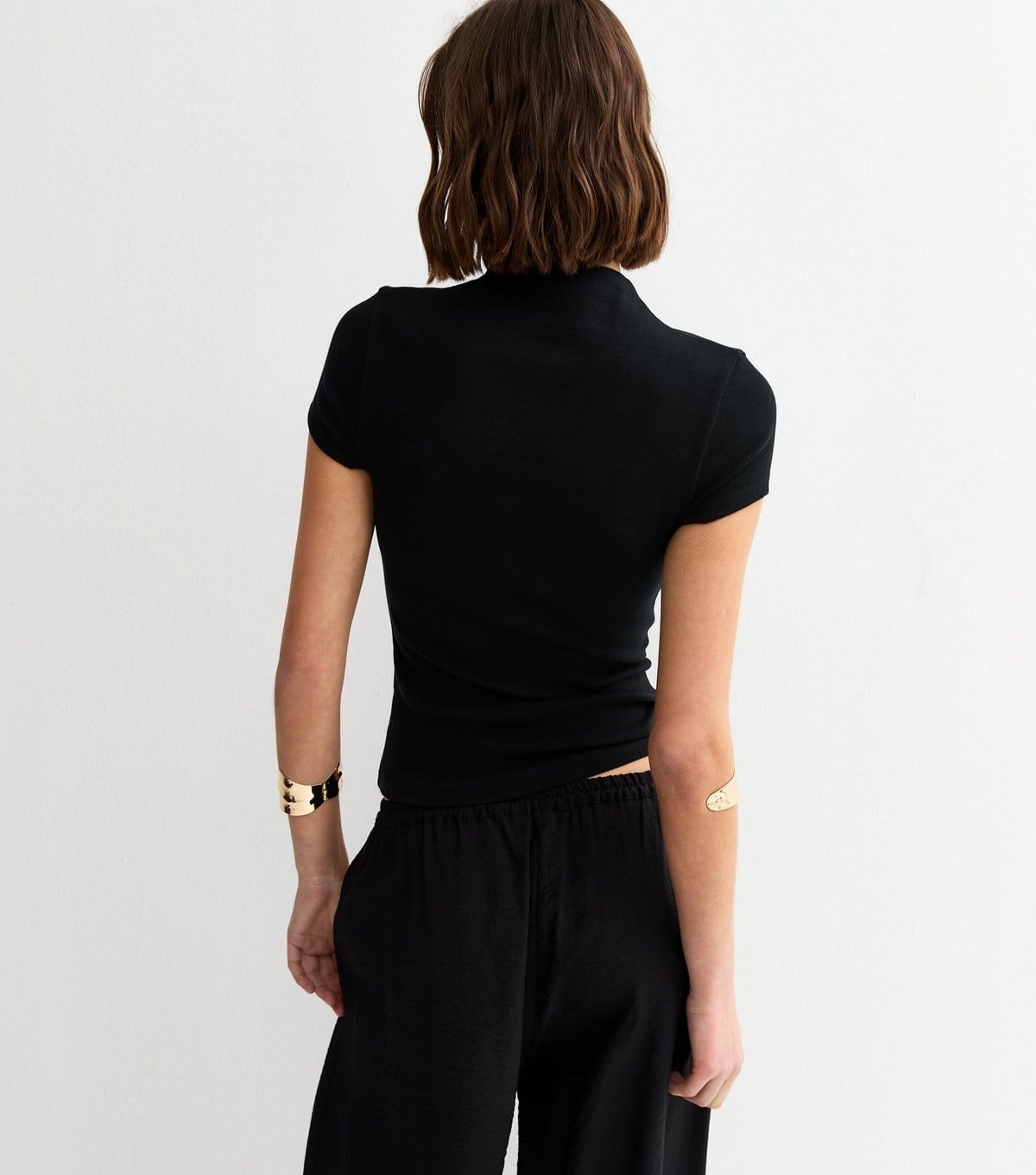 New Look Women's Premium Black Ribbed Grown On Sleeves Top New Look - 4