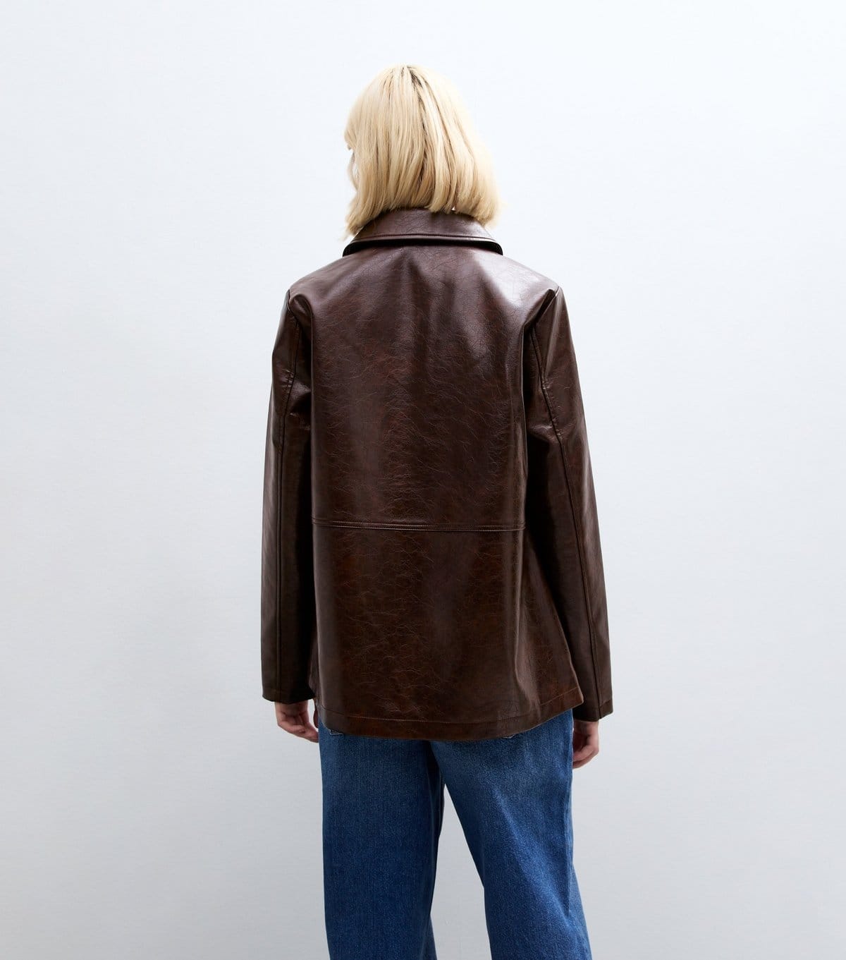 New Look Women's Brown Button Up Faux Leather Jacket New Look - 4