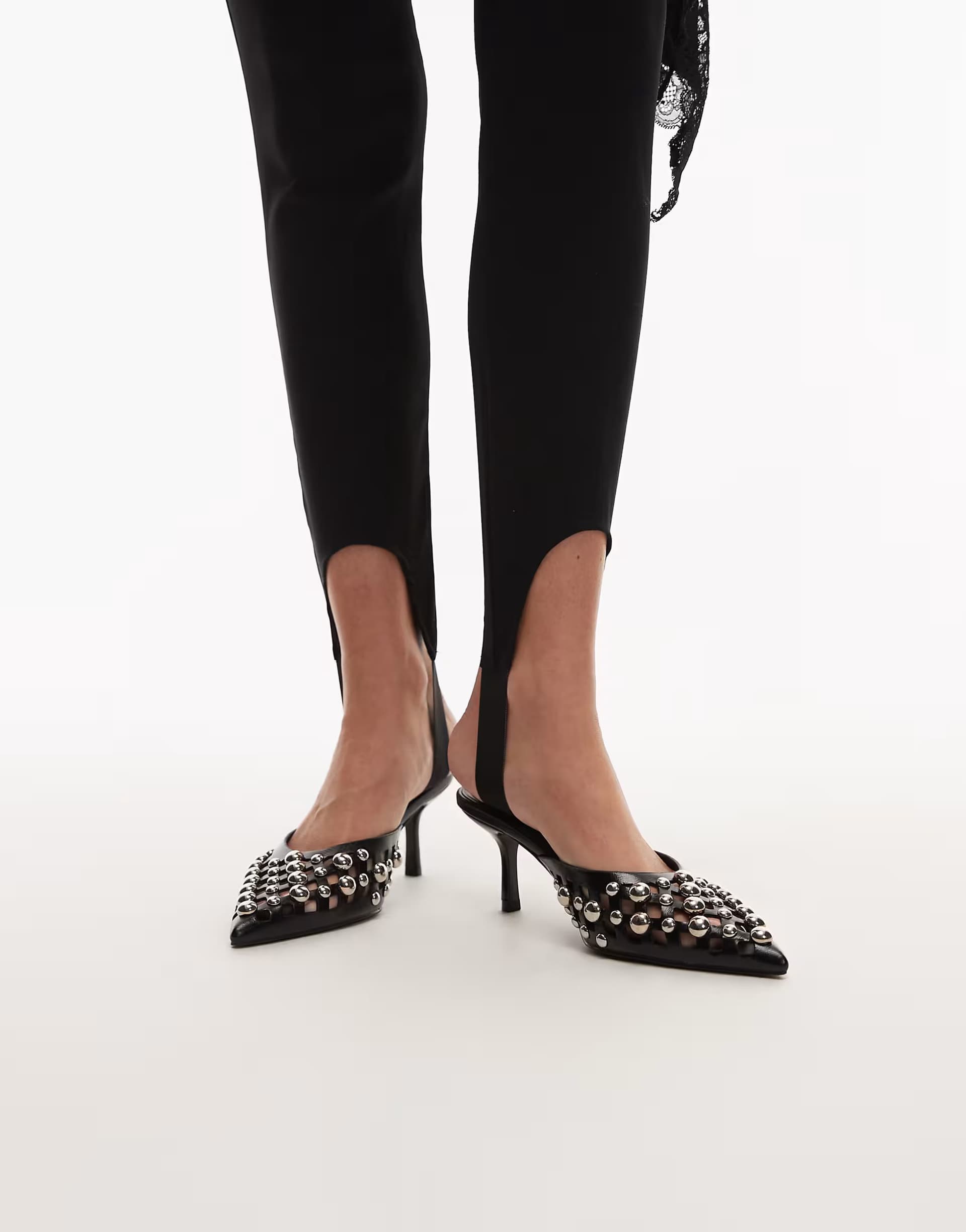 ASOS ASOS DESIGN Sia embellished cut out detail kitten heel mules in black