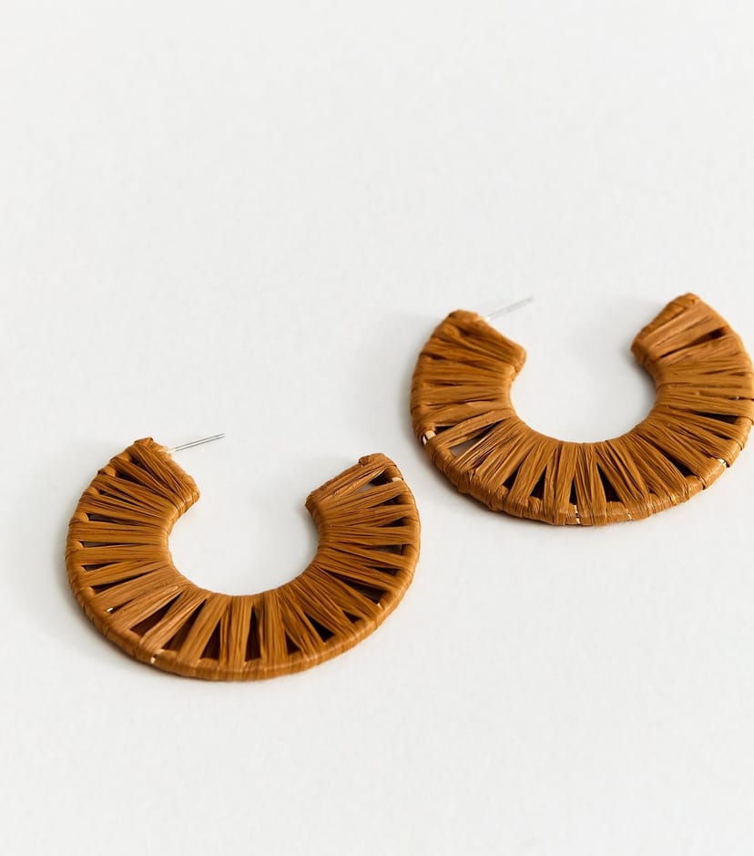 New Look Brown Threaded Open Hoop Earrings New Look - 1