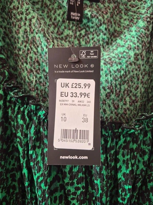 New Look New Look Green Leopard Print Crinkle Milkmaid Dress