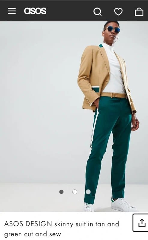 ASOS Design Asos Skinny suit in tan and green Size 38 jkt 32/32 trse - 1